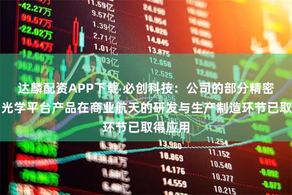 达麟配资APP下载 必创科技：公司的部分精密位移、光学平台产品在商业航天的研发与生产制造环节已取得应用