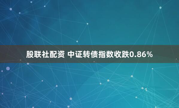 股联社配资 中证转债指数收跌0.86%